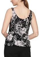 Women's 3/4 Sleeve Printed Mandarin Neck Twinset Top