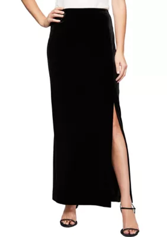 Long Skirt with Side Slit Button Detail