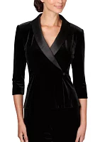 Women's Velvet Blouse with Modified Peplum