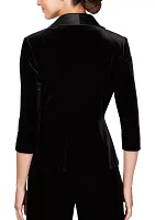 Women's Velvet Blouse with Modified Peplum