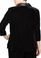 Plus 3/4 Sleeve Side Closure Velvet Blouse