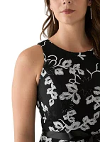 Women's Sleeveless Printed Appliqué Fit and Flare Dress