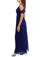 Women's Solid Glitter Chiffon Gown