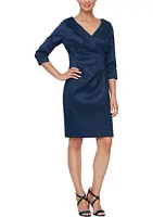 Alex Evenings Women's Short Dress With Crossover V-Neck