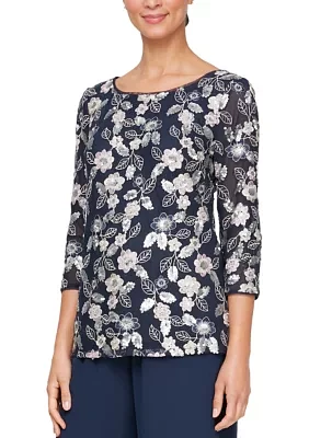 Women's Embroidered Tunic Blouse with Sequin Detail