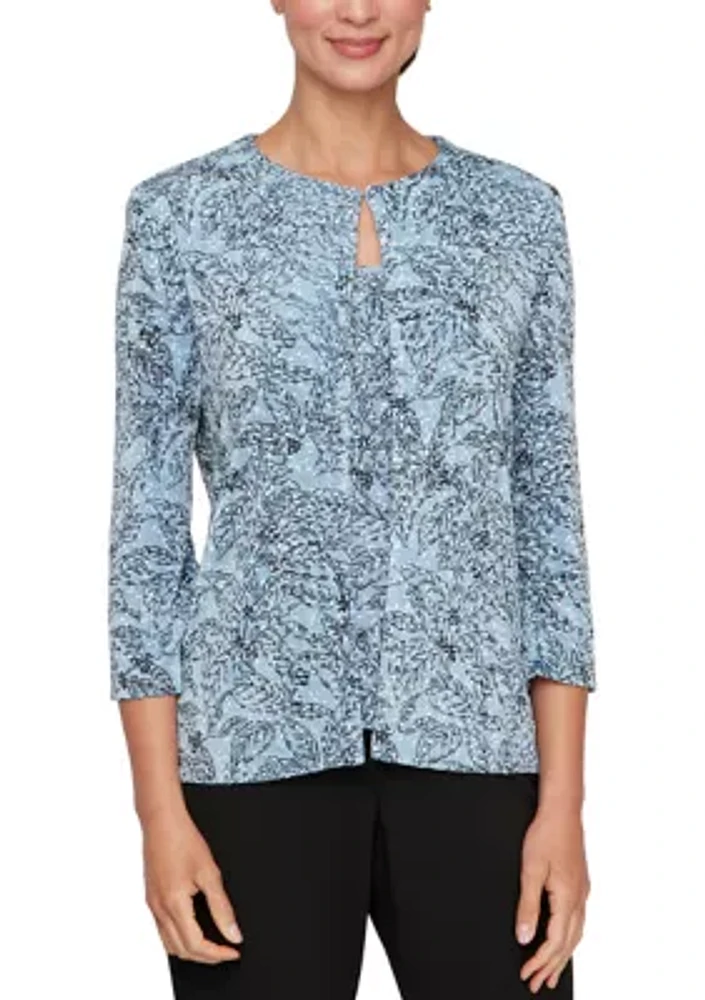 Women's 3/4 Sleeve Printed Twinset Top