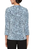 Women's 3/4 Sleeve Printed Twinset Top