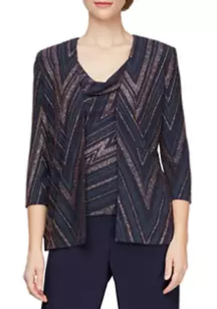 Alex Evenings Women's Chevron Print Twinset