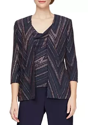 Alex Evenings Women's Chevron Print Twinset