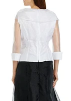 Organza Blouse with  Tie Belt