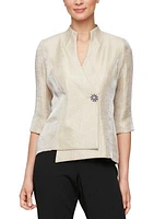 Blouse with Asymmetric Overlay Hem