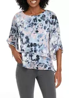 Alex Evenings Women's 3/4 Sleeve Printed Blouse