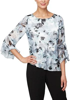 Women's Printed Blouse with Bell Sleeves