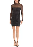 Women's Long Sleeve High Neck Glitter Knit Dress