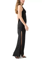 Sleeveless V-Neck Glitter Slim Gown