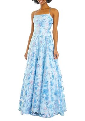 Women's Sleeveless Embroidered Sequin Ballgown