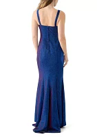 Women's Sleeveless Cowl Neck Glitter Corset Gown