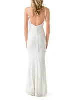 Women's Sleeveless Scoop Neck Solid Embellished Gown