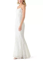 Women's Sleeveless Scoop Neck Solid Embellished Gown