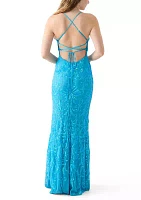 Women's Sleeveless Scoop Neck Sequin Slim Gown