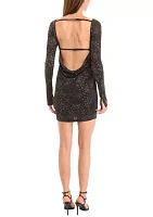 Women's Long Sleeve Scoop Neck Glitter Knit Dress