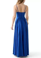 Women's Sleeveless Solid Satin Ballgown