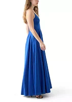 Women's Sleeveless Solid Satin Ballgown