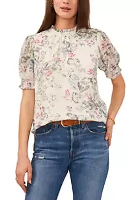 Vince Camuto Women's Puff Sleeve Floral Top