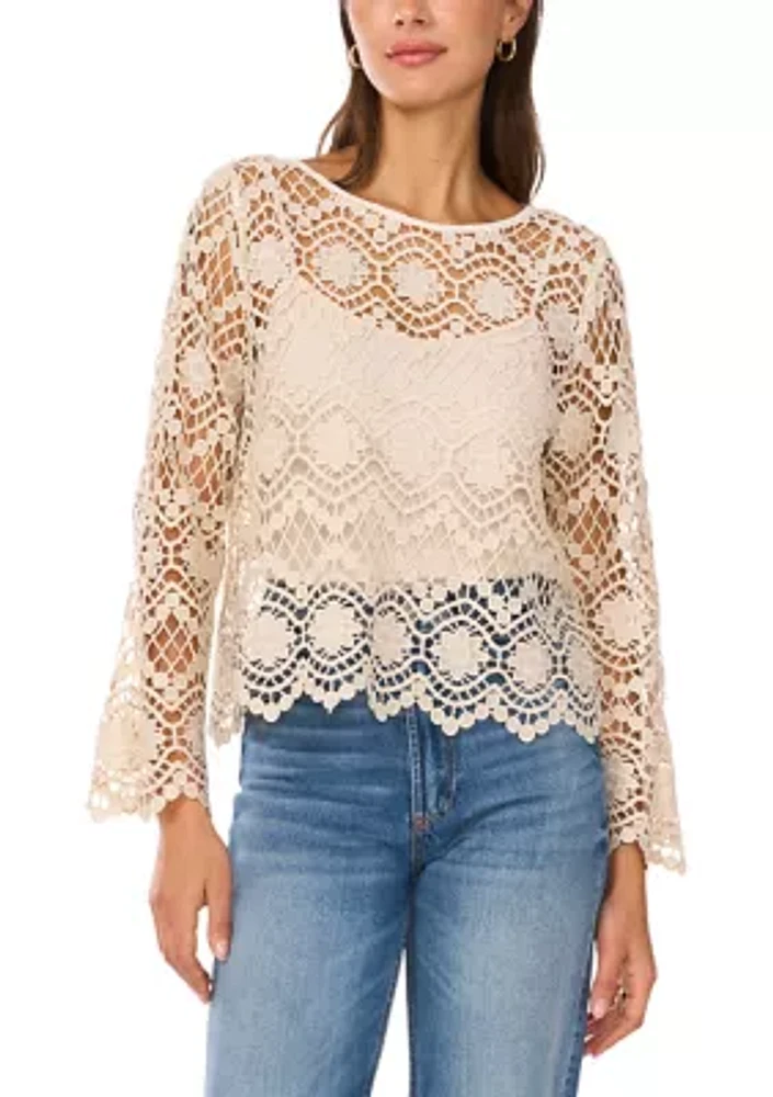 Women's Long Sleeve Lace Blouse