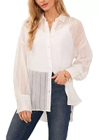 Women's Button Front Textured Gauze Blouse