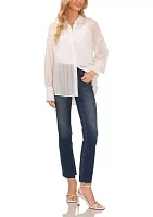 Women's Button Front Textured Gauze Blouse