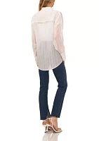 Women's Button Front Textured Gauze Blouse