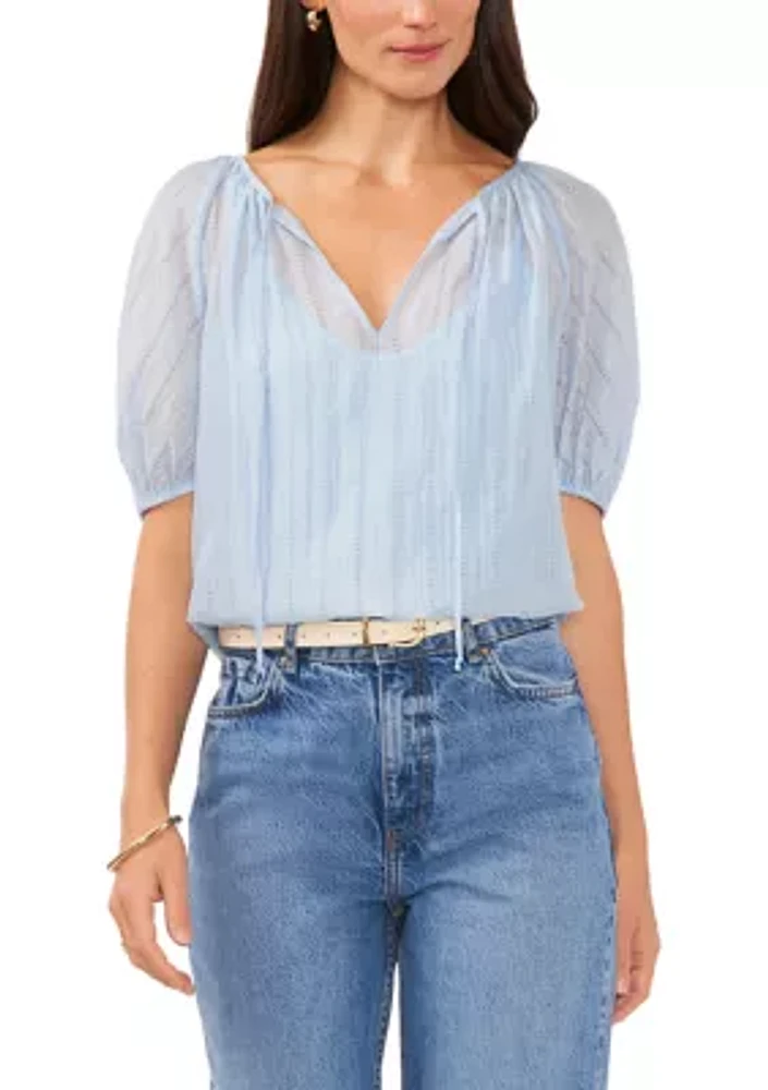 Women's Textured Gauze Peasant Blouse