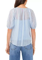 Women's Textured Gauze Peasant Blouse