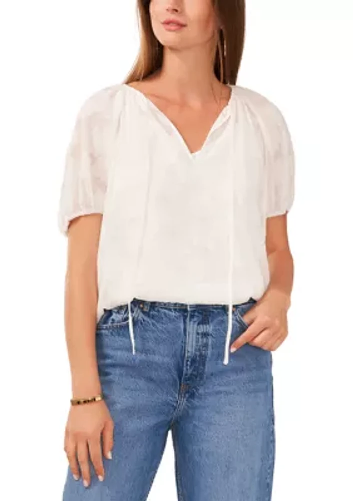 Women's Shirred Puff Sleeve Blouse