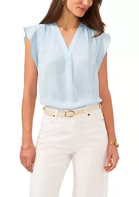 Women's V-Neck Ruffle Sleeve Blouse