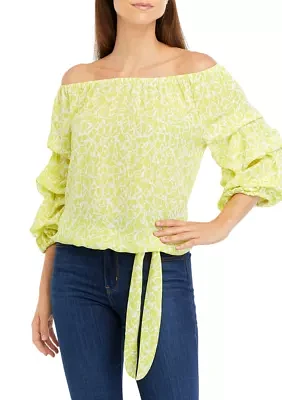 Women's Geo Print Off the Shoulder Cha Blouse