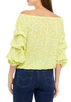 Women's Geo Print Off the Shoulder Cha Blouse