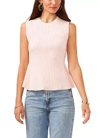 Women's Sleeveless Rib Peplum Sweater