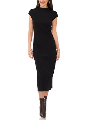 Women's Short Sleeve Mock Neck Knit Dress