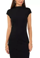 Women's Short Sleeve Mock Neck Knit Dress