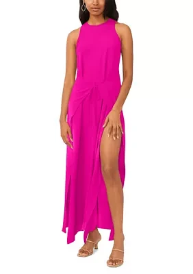 Women's Sleeveless Tie Front Slit Dress