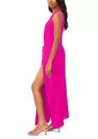 Women's Sleeveless Tie Front Slit Dress