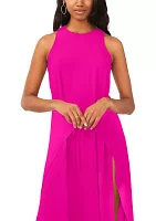 Women's Sleeveless Tie Front Slit Dress