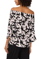 Women's Flutter Sleeve Off the Shoulder Floral Top