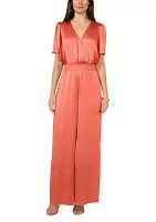 Women's Flutter Sleeve V-Neck Smock Waist Jumpsuit