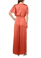 Women's Flutter Sleeve V-Neck Smock Waist Jumpsuit
