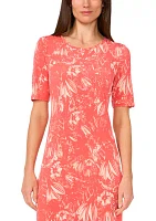 Women's Short Sleeve Floral Midi Dress