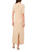 Women's Short Sleeve Dot Print Midi Dress