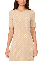 Women's Short Sleeve Dot Print Midi Dress